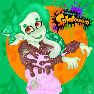 Splatoon fanart inspired by the Splatoween Splatfest depicting an inkling boy on team zombies