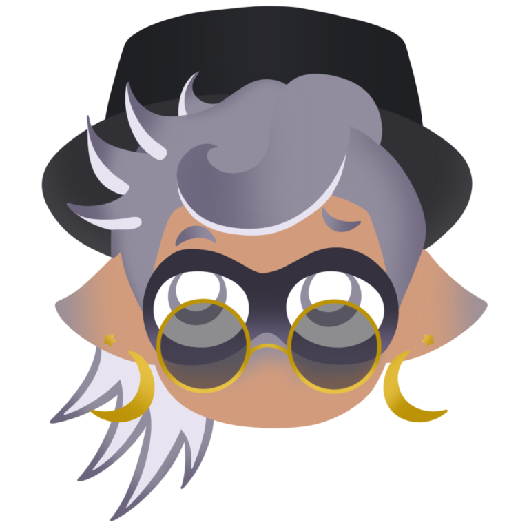 Hero mode style icon of grey inkling boy wearing shades and a hat.