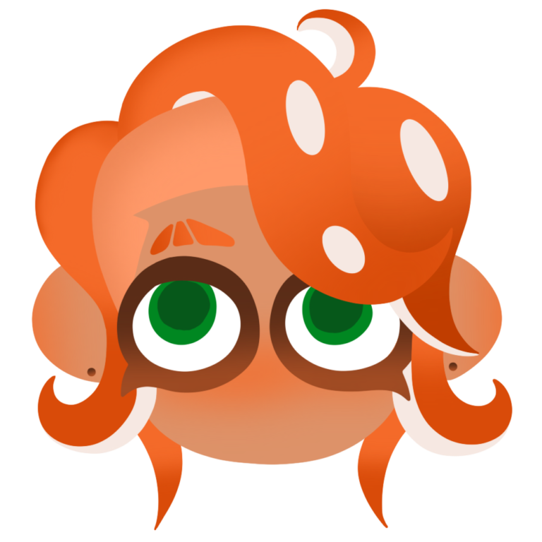 Hero mode icon Orange octoling boy with sideswept hair and green eyes