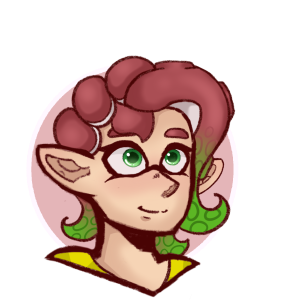 Red and green octoling girl headshot