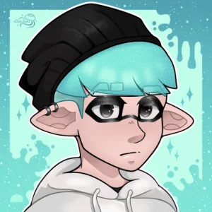 Teal inkling boy with dark eyes and beanie has annoyed expression.